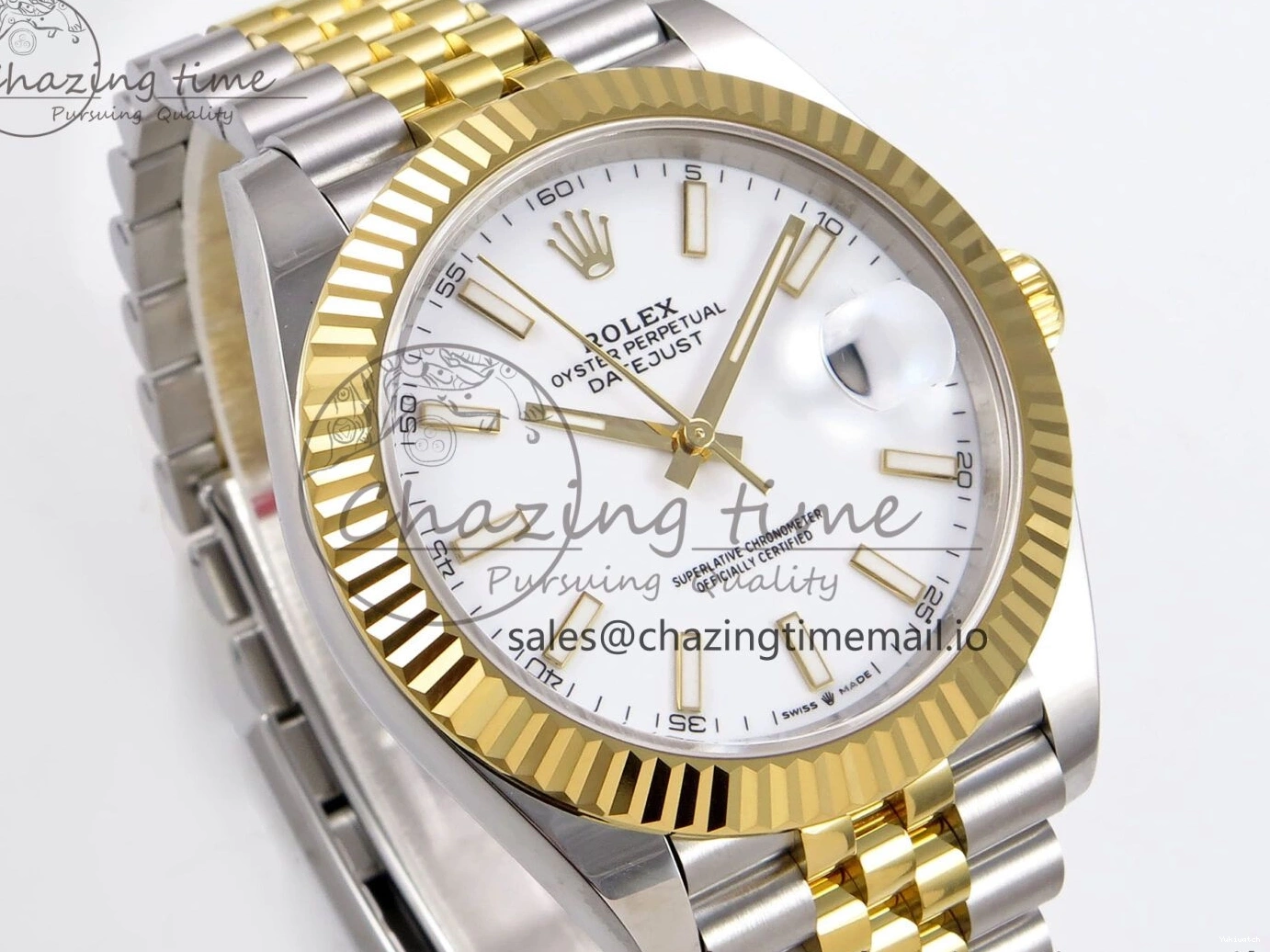 SS Best 41 Bracelet EWEF Stick DateJust Dial Jubilee A3235 White on Edition 126333 YG 0305